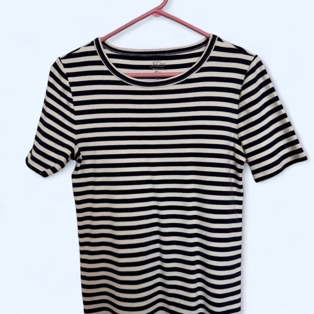 J. Crew perfect fit cotton tee (dark navy and white)